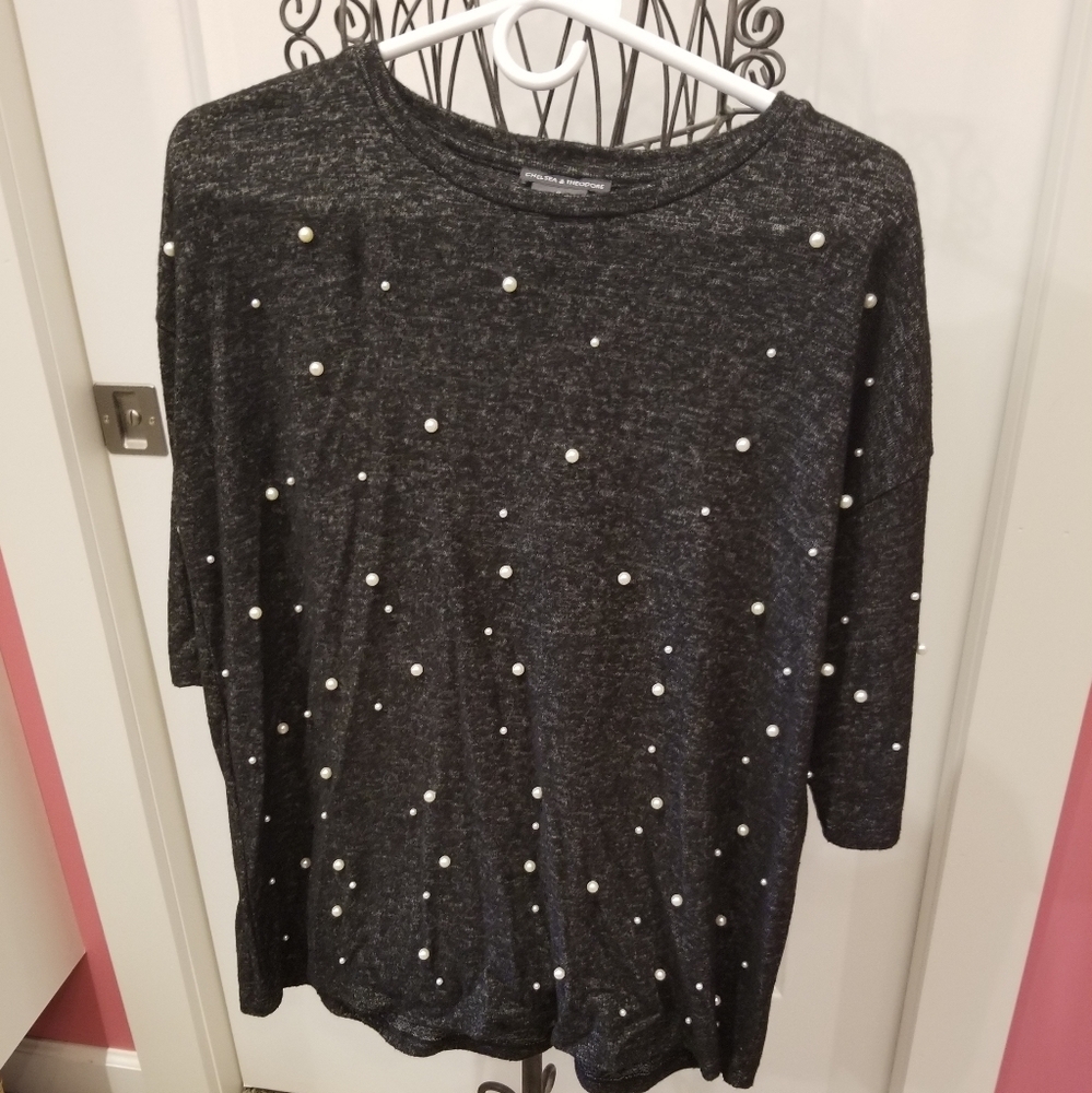 Embellished sweater.  Great for the holidays!